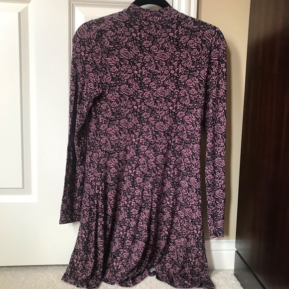 Express Black and Pink Floral Long Sleeve Dress - Picture 6 of 9